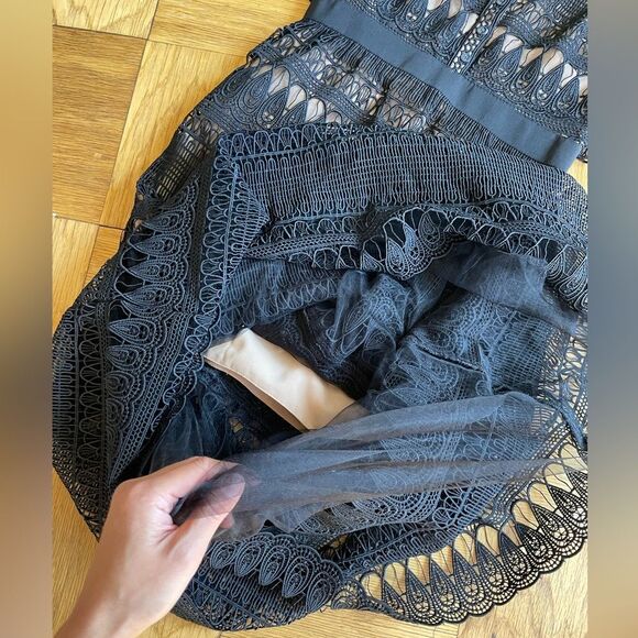 NWT Self Portrait Black Teardrop Guipure Lace Maxi Dress Sz 6 (Runs small!) - Picture 12 of 16